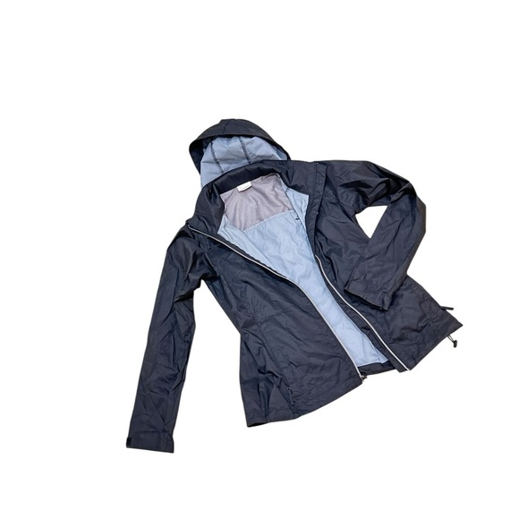 Columbia Black hooded rain nylon windbreaker zip up Jacket zip pockets small - Picture 7 of 9